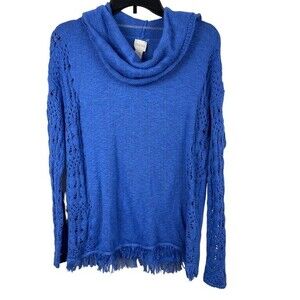 🥑5/$25 Chico’s Funnel Neck Fringe Sweater sz 1 or Medium